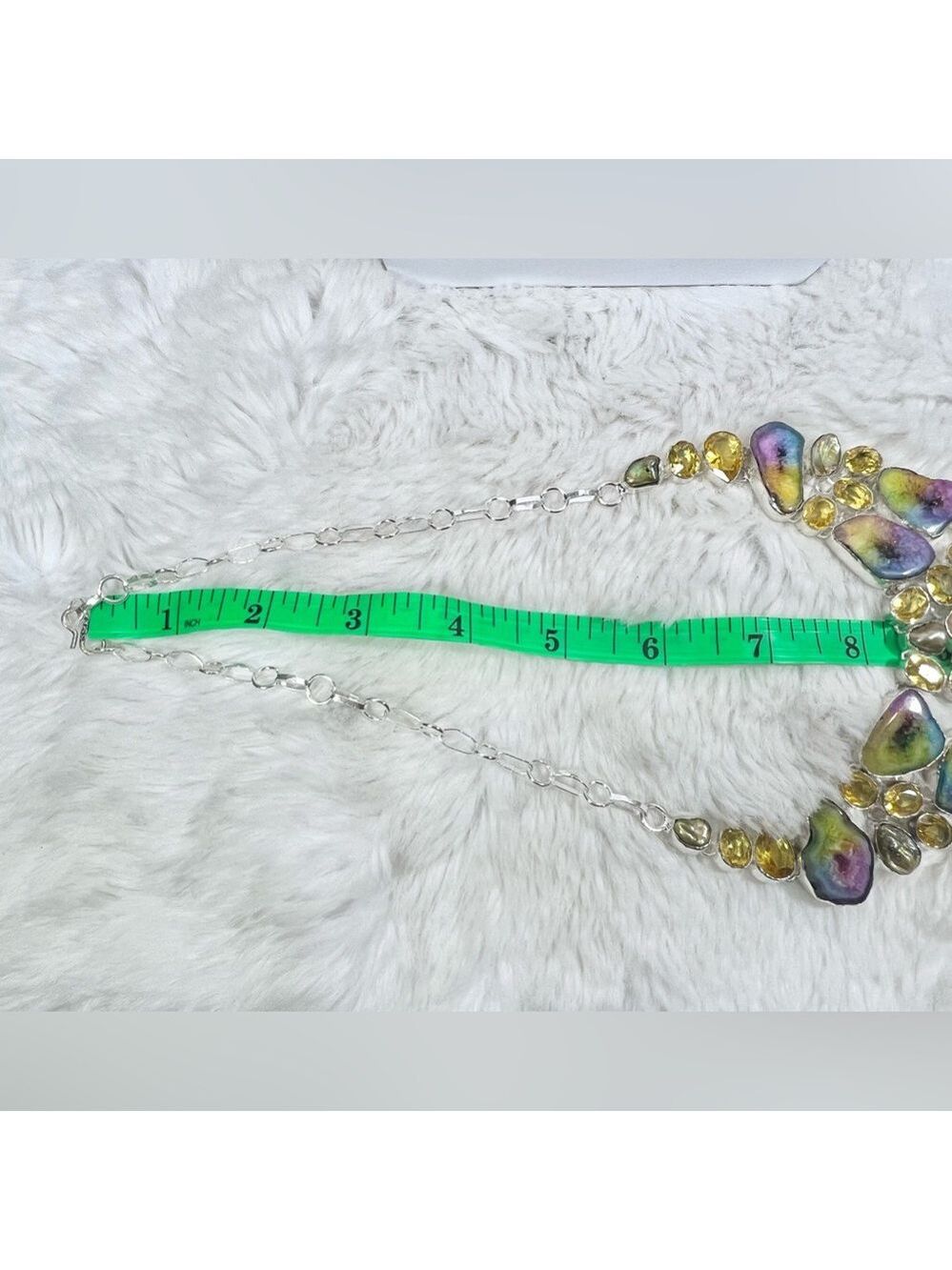 Rainbow Solar Quartz 925 Large Gemstone Necklace & Bracelet Set - Picture 4 of 8
